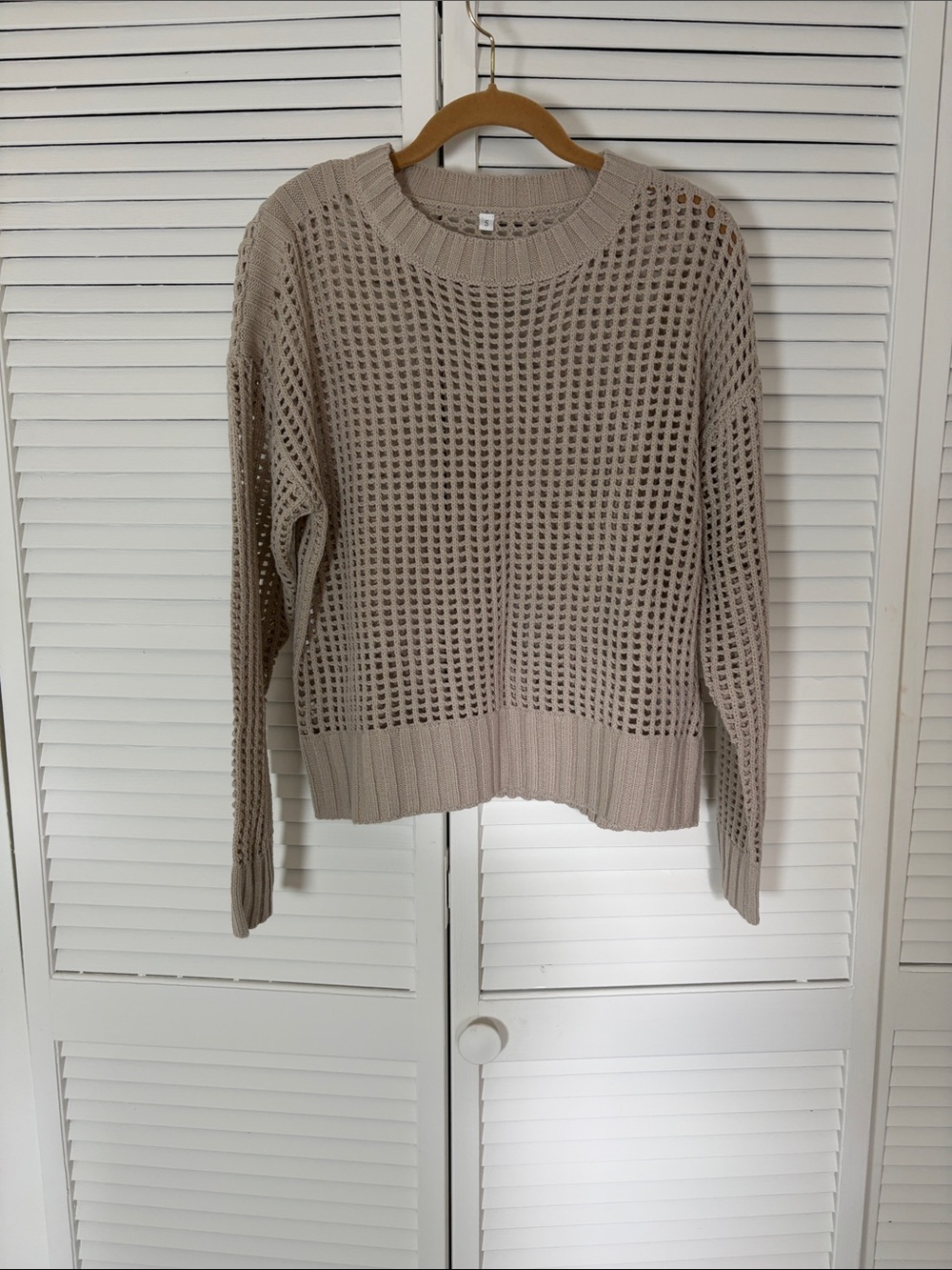 Beige Open-Knit Women's Sweater - Neutral Lightweight Pullover